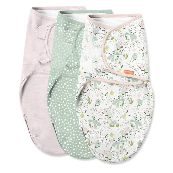 SwaddleMe® Easy Change Swaddle  Size Small/Medium, 0-3 Months, 3-Pack (Peekaboo Panda) Easy to Use Newborn Swaddle With Bottom Zipper So You Can Change Diaper Without Unwrapping Baby