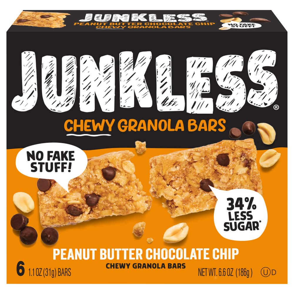 Junkless Peanut Butter Chocolate Chip Chewy Granola Bars (6 x 1.1 oz)