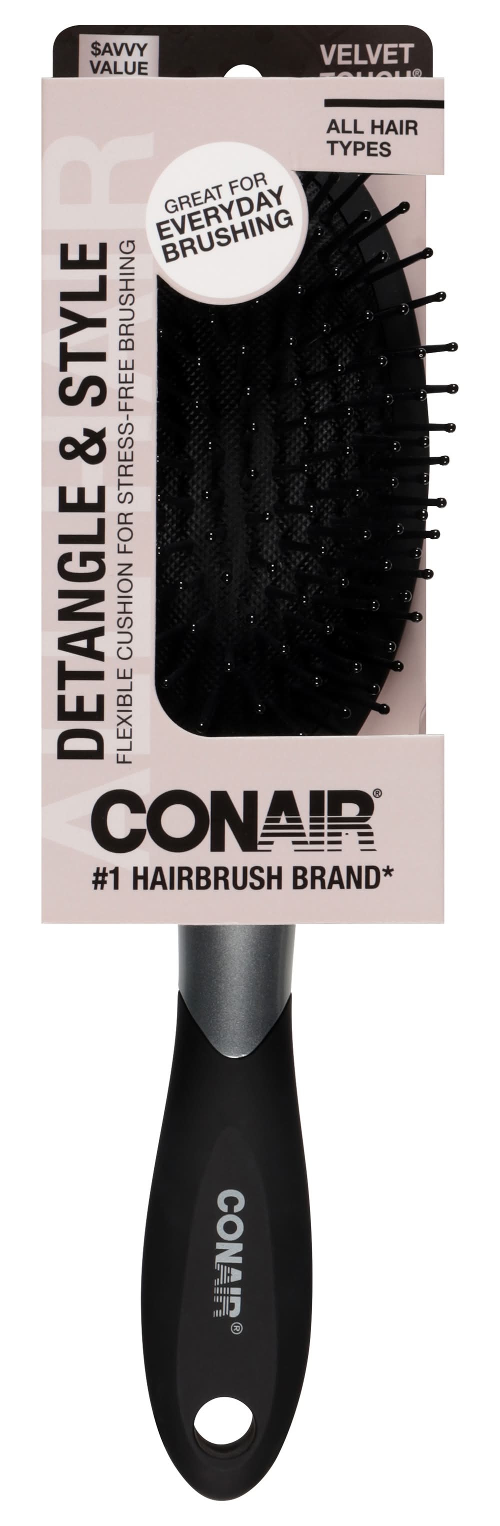 Conair Velvet Touch Detangle & Style Hair Brush (4.8 oz)