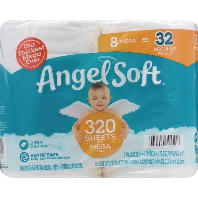 Angel Soft Bathroom Tissue 8 Mega Rolls (320 Sheets/Roll)