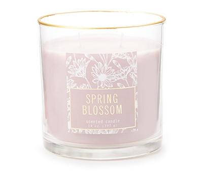 Spring Blossom Pale Pink Jar Candle With Gold Rim, 14 oz.