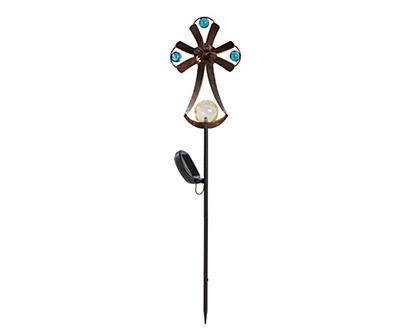 Cross & Crackle Ball Led Solar 29.6" Yard Stake