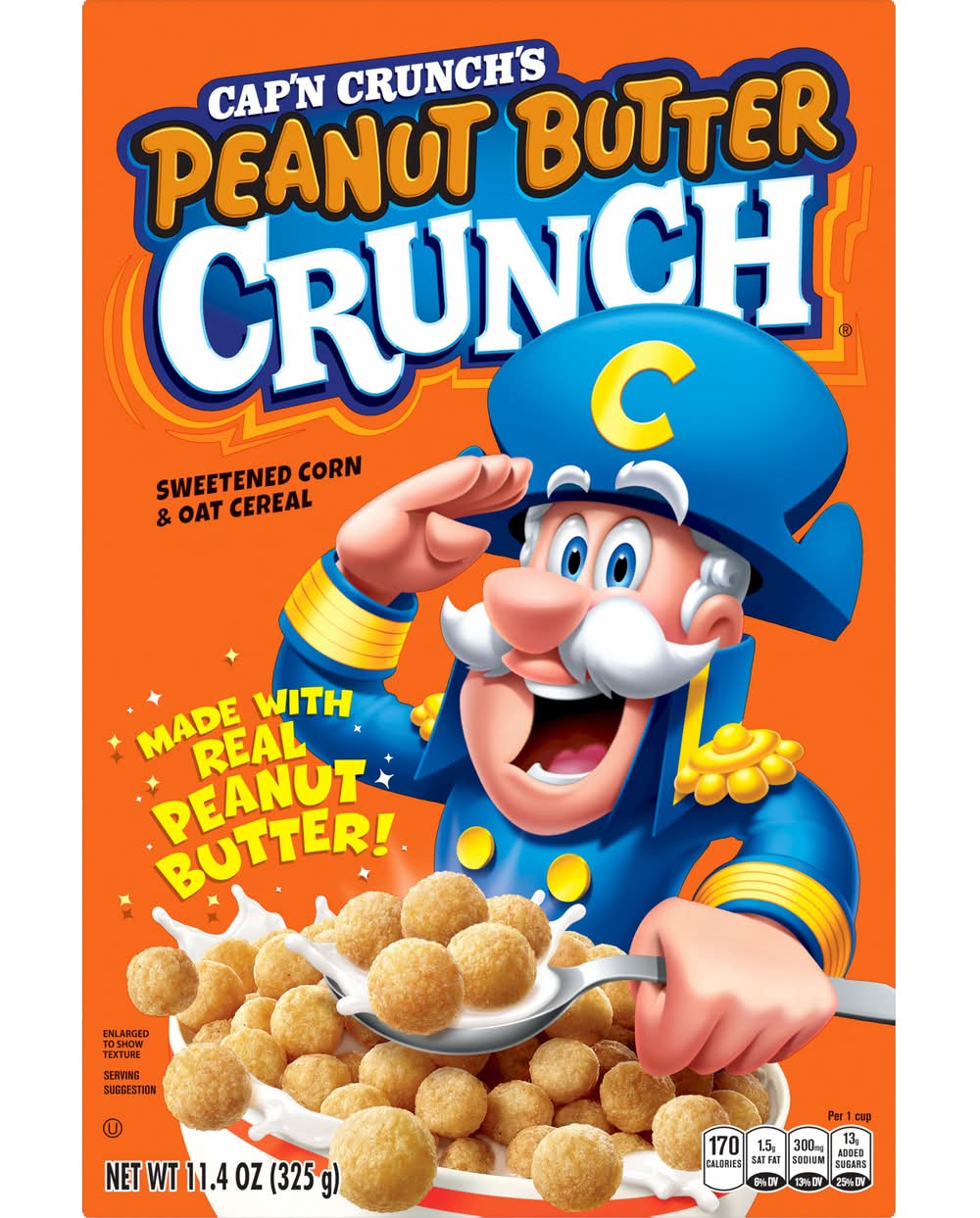 Cap'n Crunch Sweetened Corn & Oat Cereal, Peanut Butter, (11.4 oz)