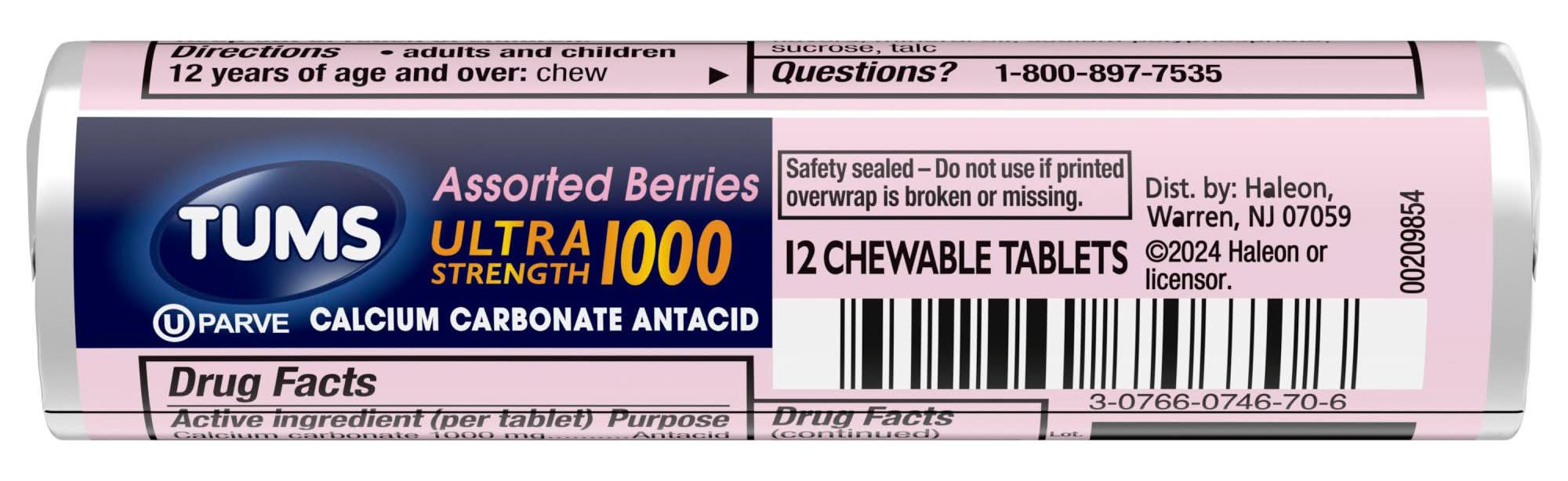 TUMS Ultra Strength Antacid Tablets, Assorted Berries (0.1 oz)