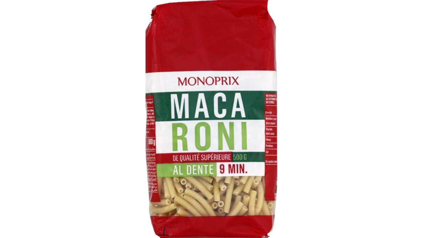 Monoprix Macaroni, de qualité supérieure Le sachet de 500g