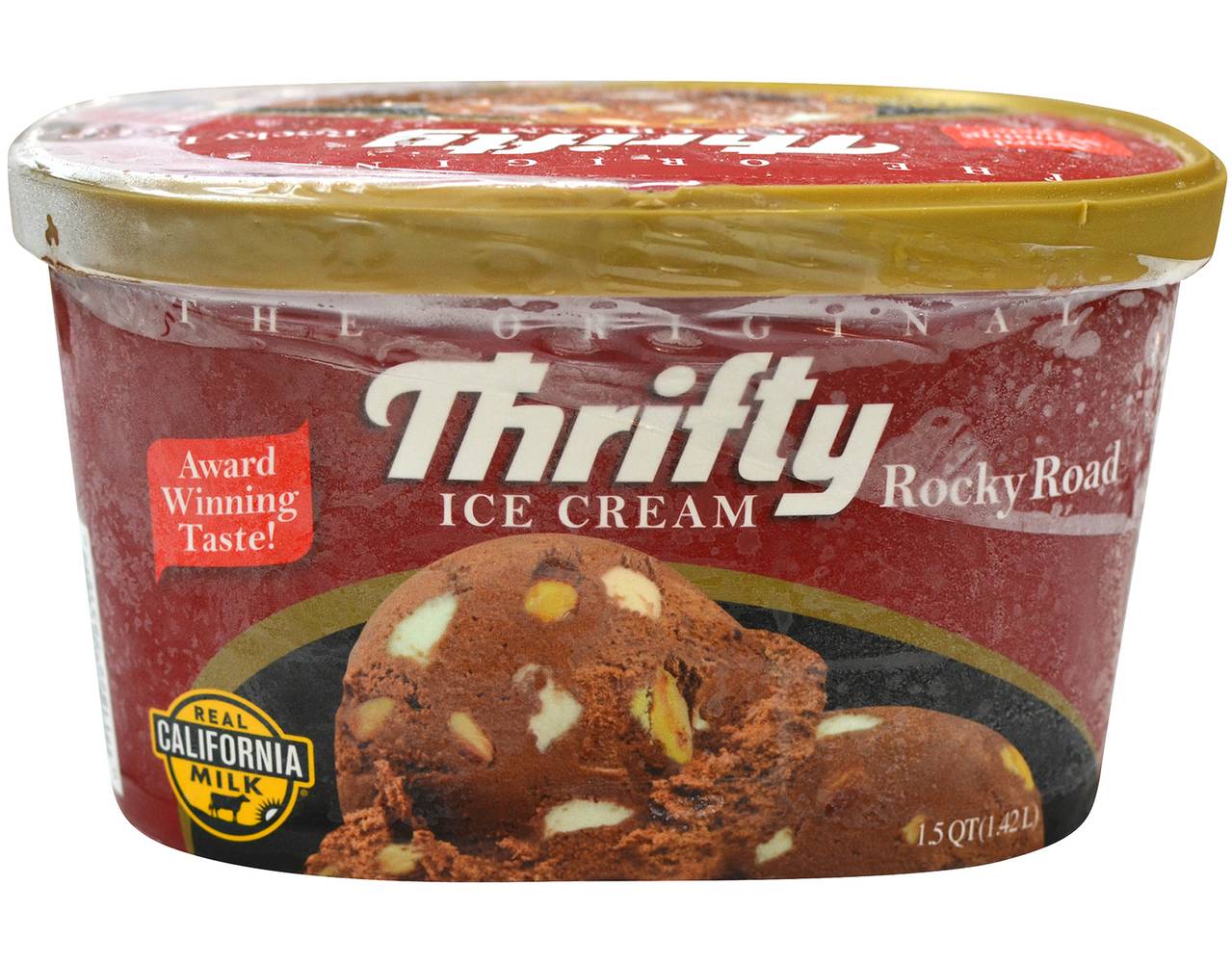 Thrifty · Helado rocky road, chocolate-malvaviscos-almendras (1,42 L)