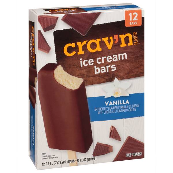 Crav'n Flavor Ice Cream Bars, Vanilla 12-2.5 fl oz