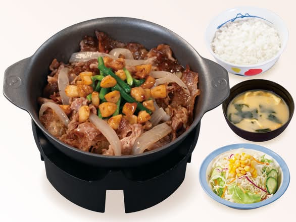 にんにく牛バラ焼定食（味噌汁付）