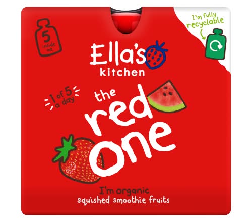 Ella's Kitchen Red One, Organic the Squished Fruits Baby Smoothie (5 x 90g)