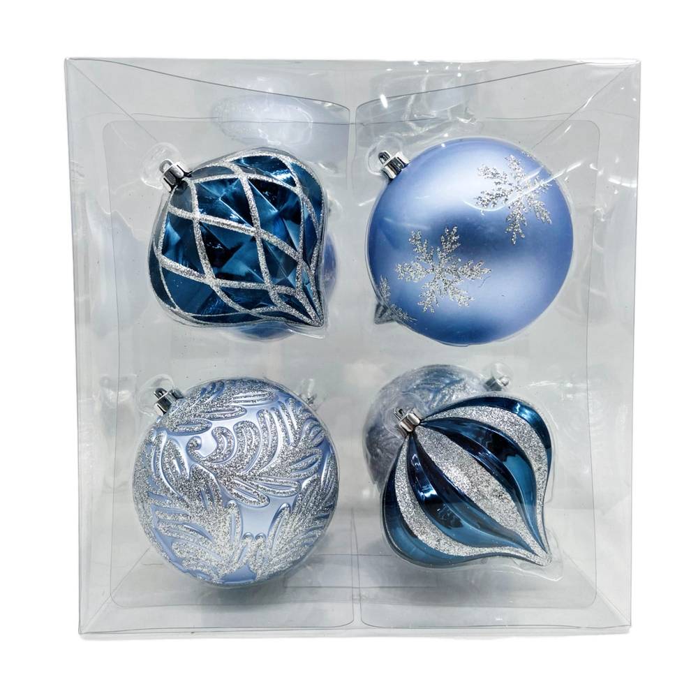 Holiday Living 8-count Multi Blue and Silver Shatterproof Ornament Set | 014-906-3