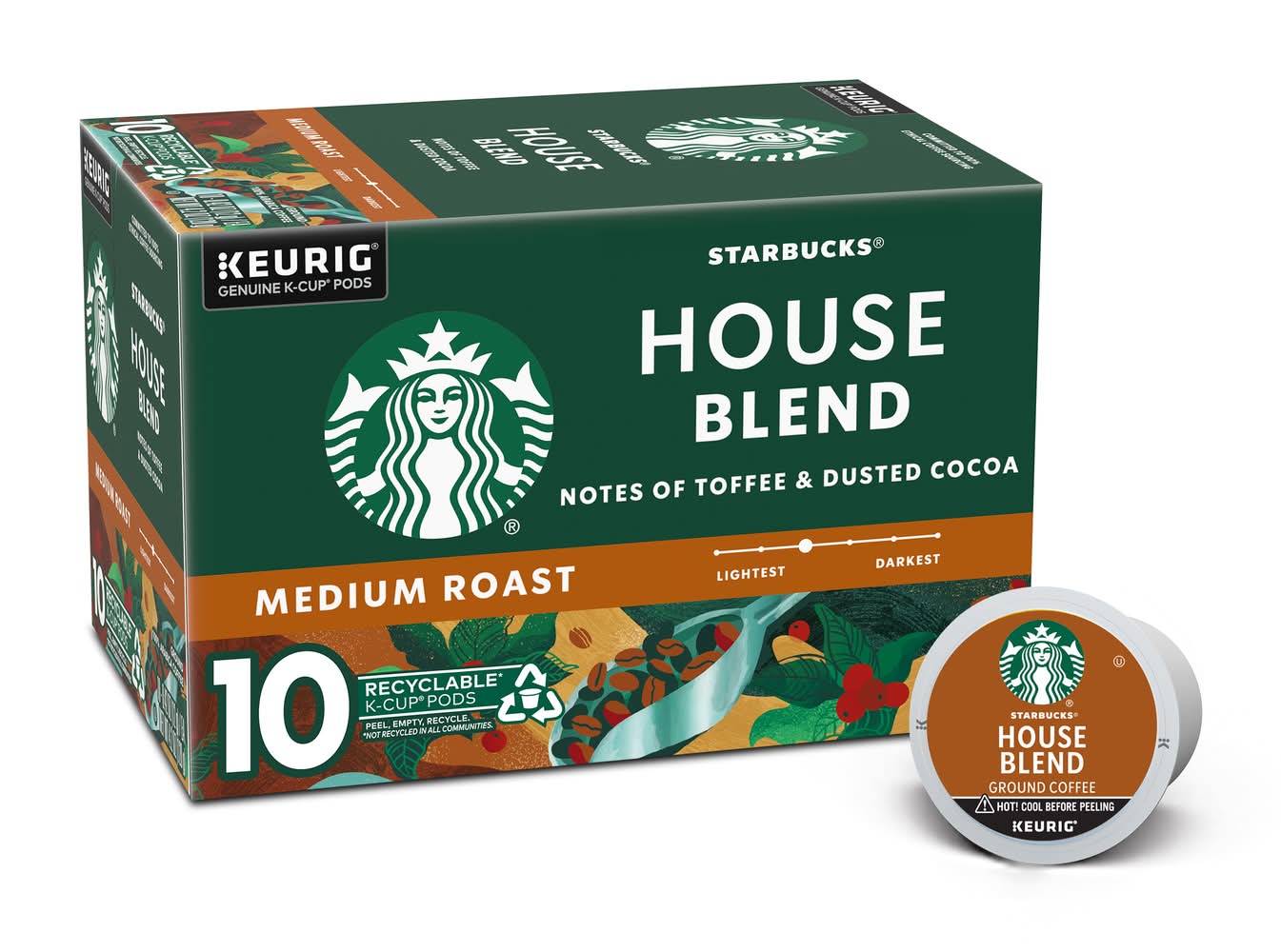 Starbucks Medium Roast House Blend Ground Coffee K-Cup Pods (4.2 oz)