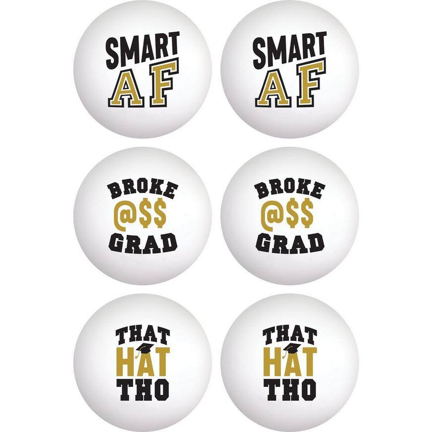 Smart AF Graduation Plastic Pong Balls, 1.5in, 6ct