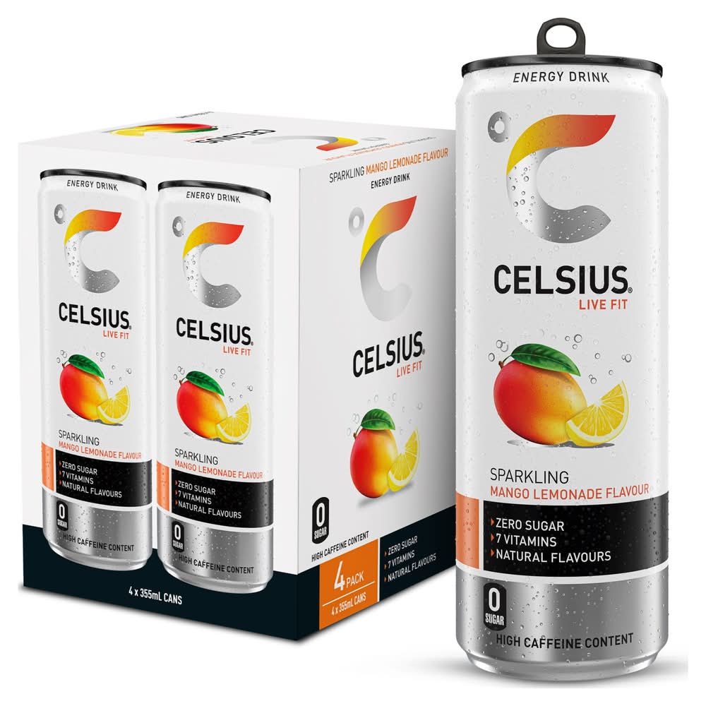 Celsius Mango & Lemon 4 x 335ml
