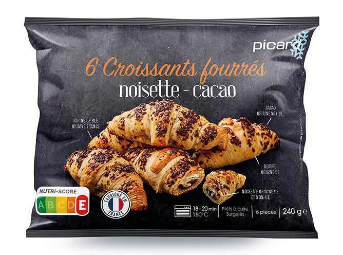 6 croissants fourrés noisette - cacao
