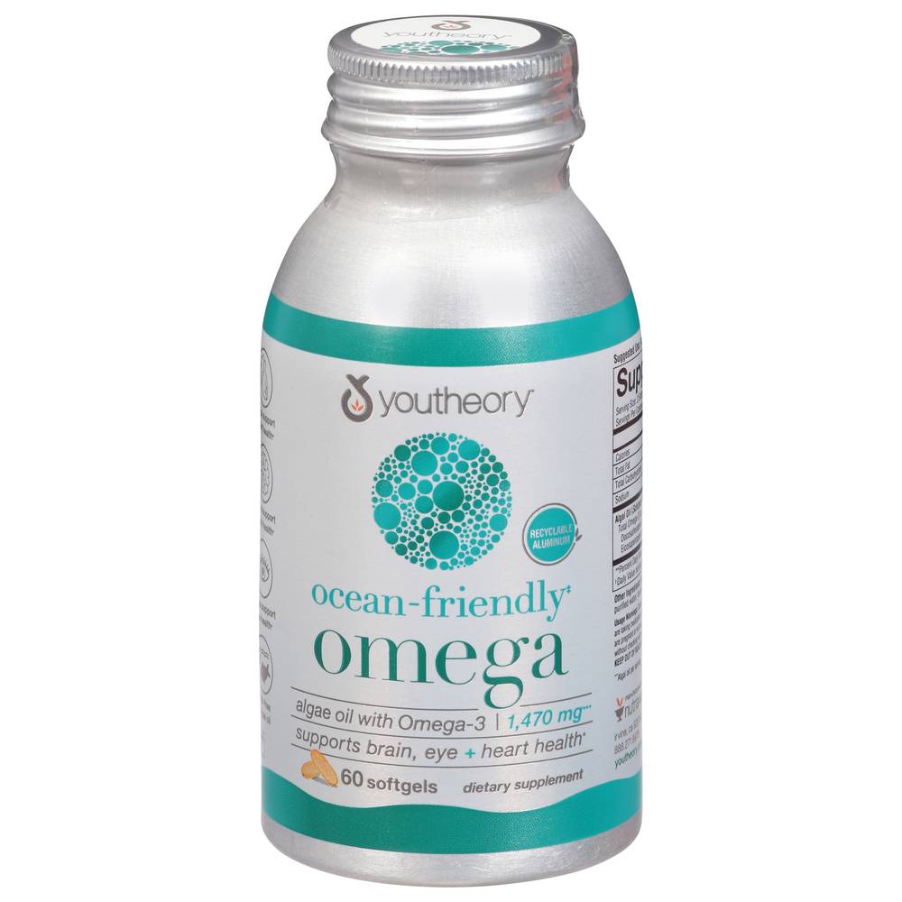 Youtheory Ocean-Friendly Omega-3 Supports Brain- Eye and Heart Health Softgels (60 ct)