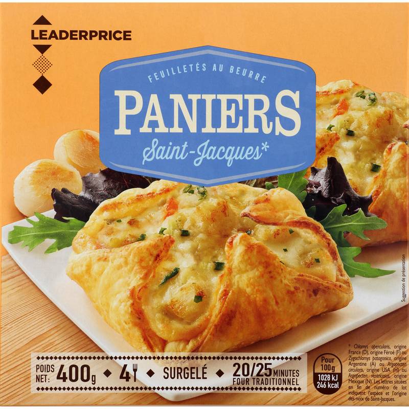 Leader Price - Feuilletés au beurre paniers saint jacques (400g)