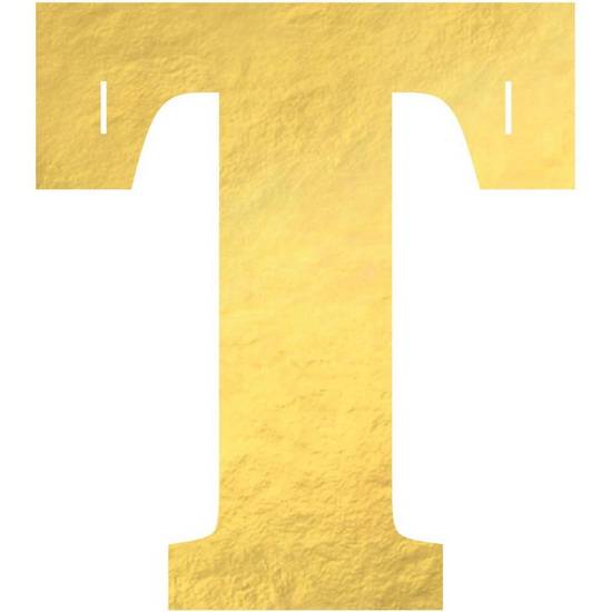 Metallic Gold Letter (T) Cardstock Cutout, 6.25in x 4.5in - Create Your Own Banner