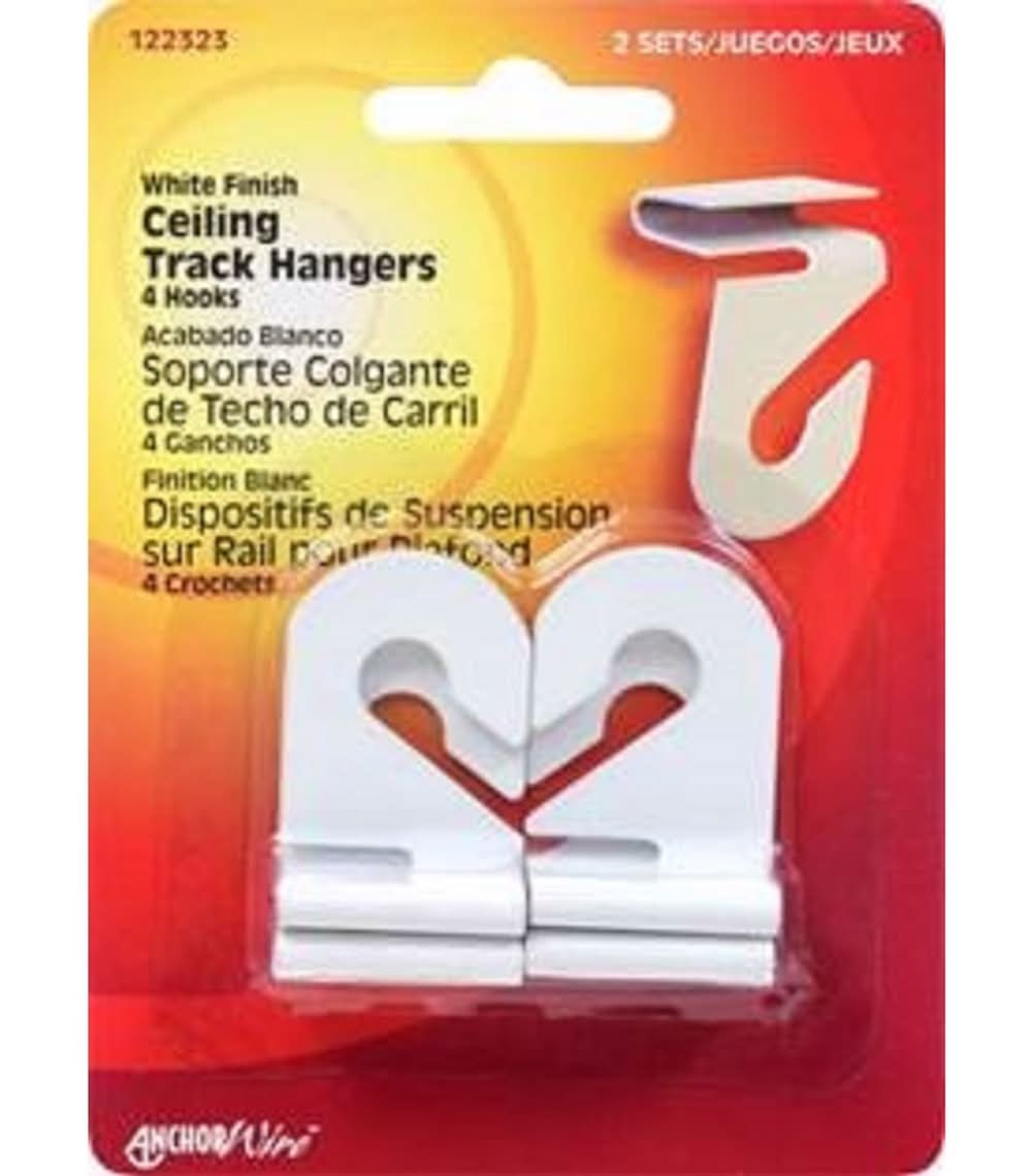 Hillman Small White Steel 1.55 In. L Ceiling Track Hanger 2 Lb 4 Pk