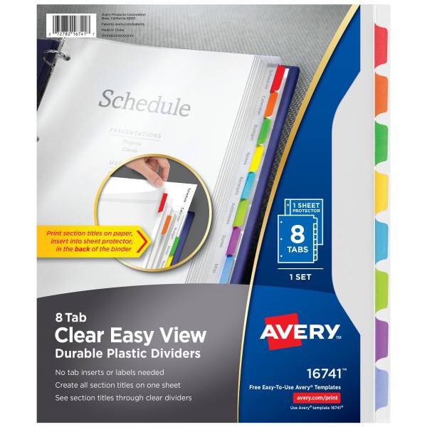 Avery Clear Easy View Durable Plastic Dividers For 3 Ring Binders (8 ct)
