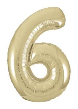 INFLATED Giant Gold Foil Number Balloon 34in 6