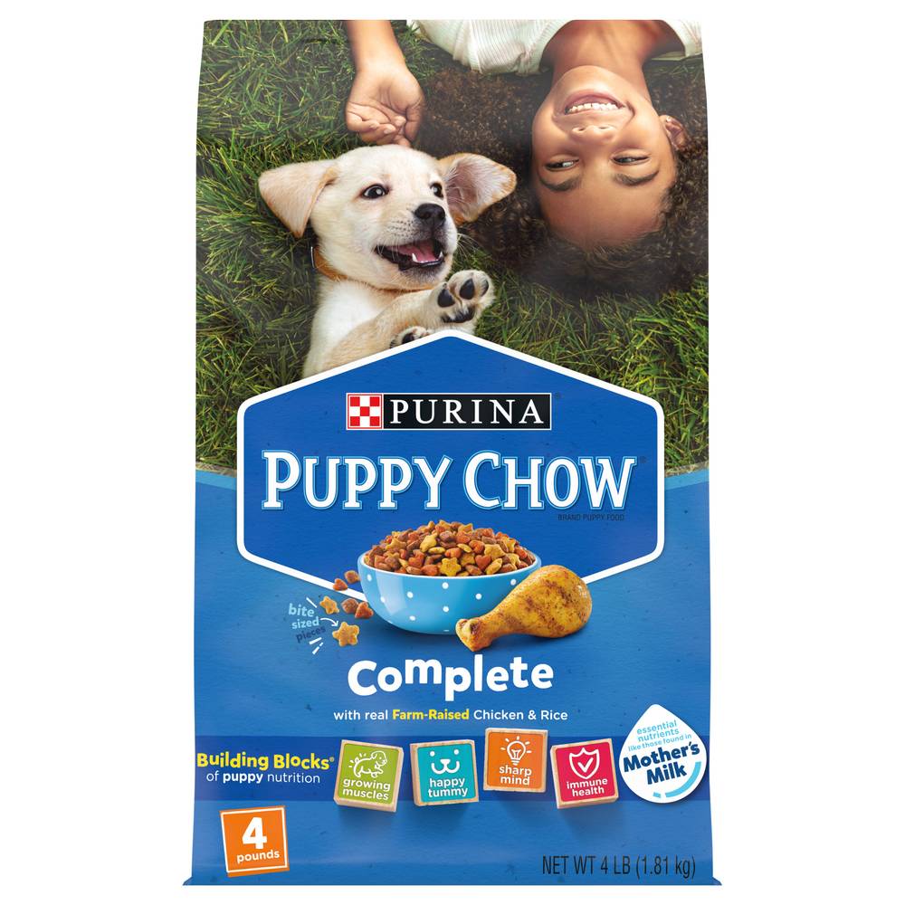 Purina Puppy Chow Complete With Real Chicken & Rice Building Blocks Of Puppy Nutrition Food (4 lbs)