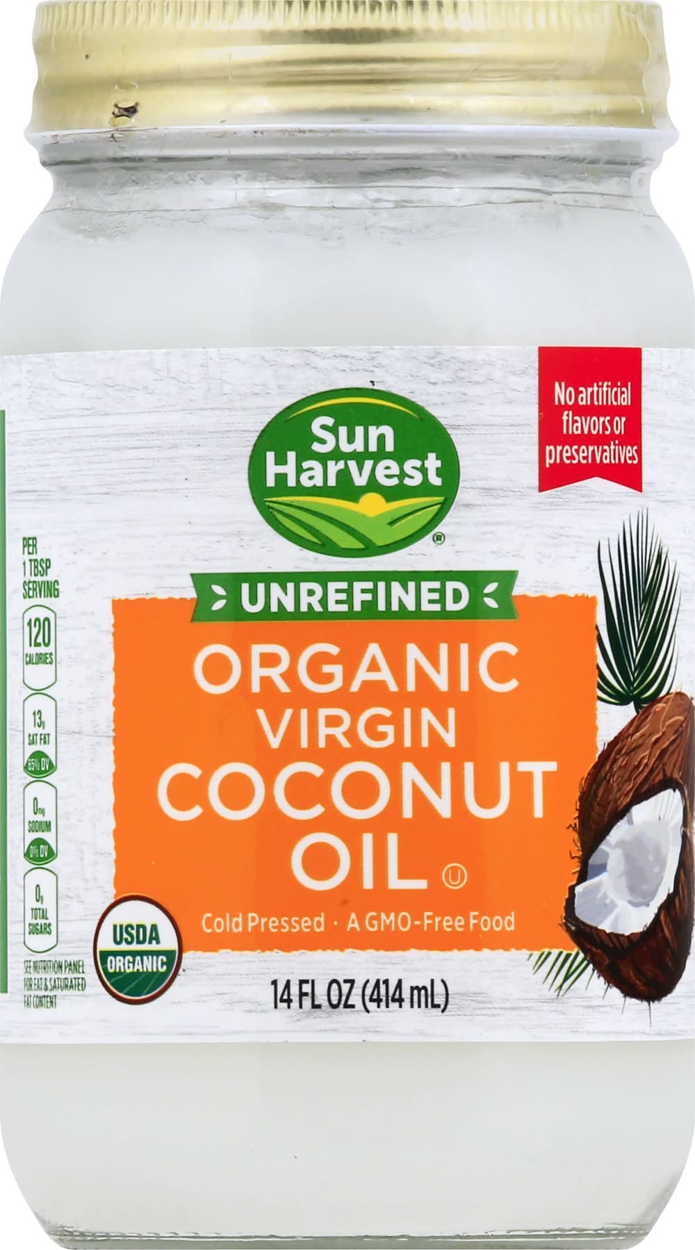 Sun Harvest Unrefined Organic Virgin Coconut Oil (14 fl oz)