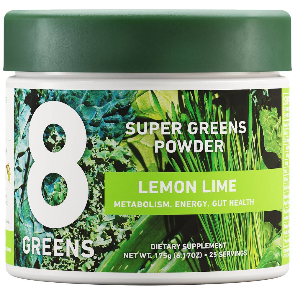 Super Greens Powder - Supports Energy, Metabolism & Gut Health - Lemon Lime (25 Servings)