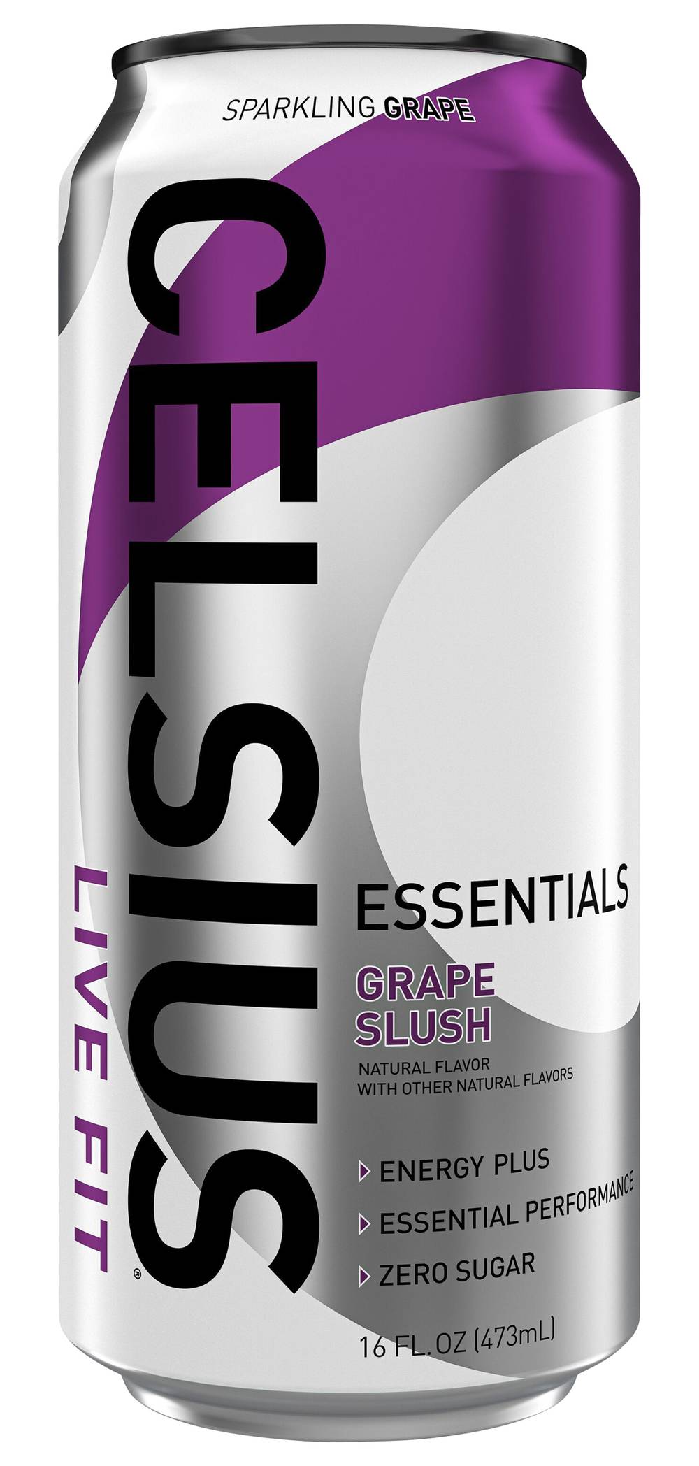 Celsius Live Fit Zero Sugar Essentials Energy Drink, Sparkling Grape Slush (16 fl oz)