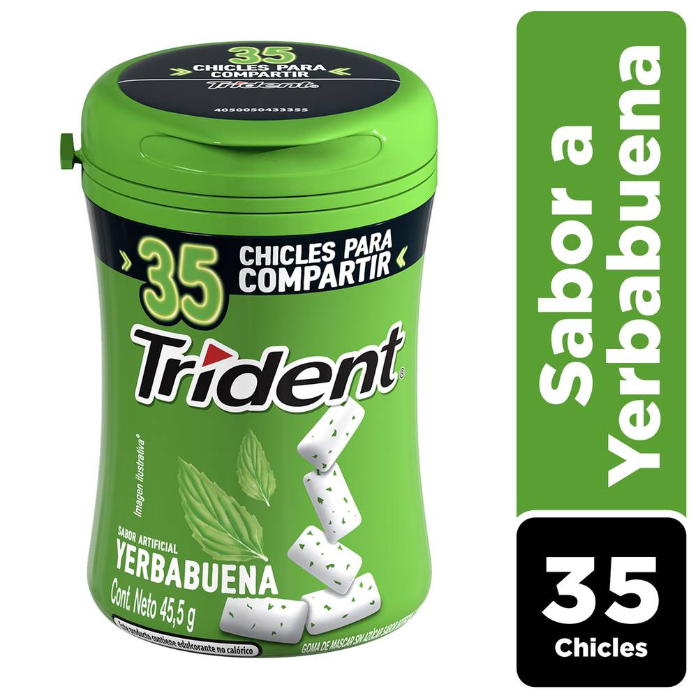 Trident chicles sabor yerba buena (frasco 35 u)