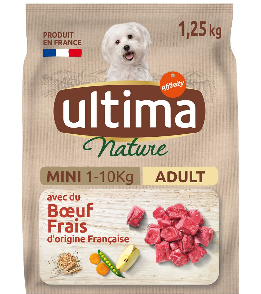 Ultima - Nature croquettes pour chien adulte mini au bœuf (1,25kg)