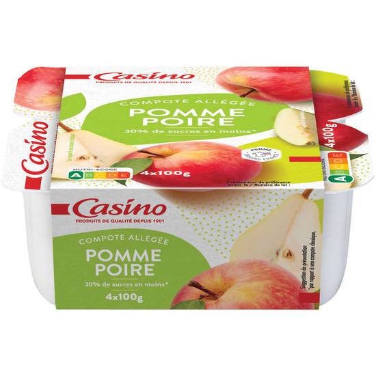 Compote pomme poire allégée 4x100g CASINO