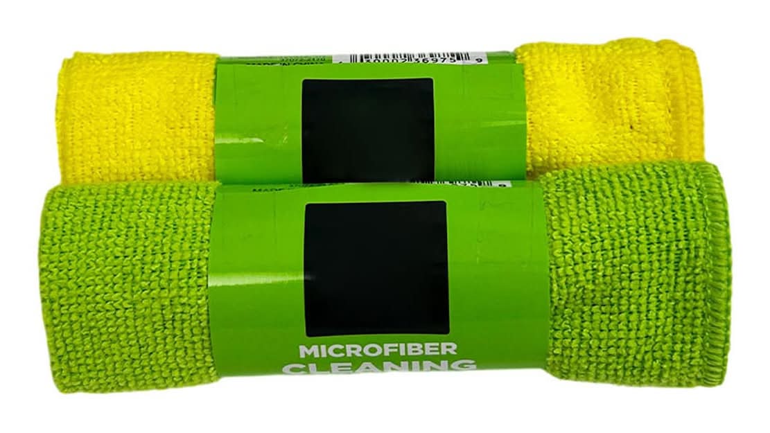Microfiber Cleaning Cloths, 34x34 cm, Yellow & Green (2 pack)