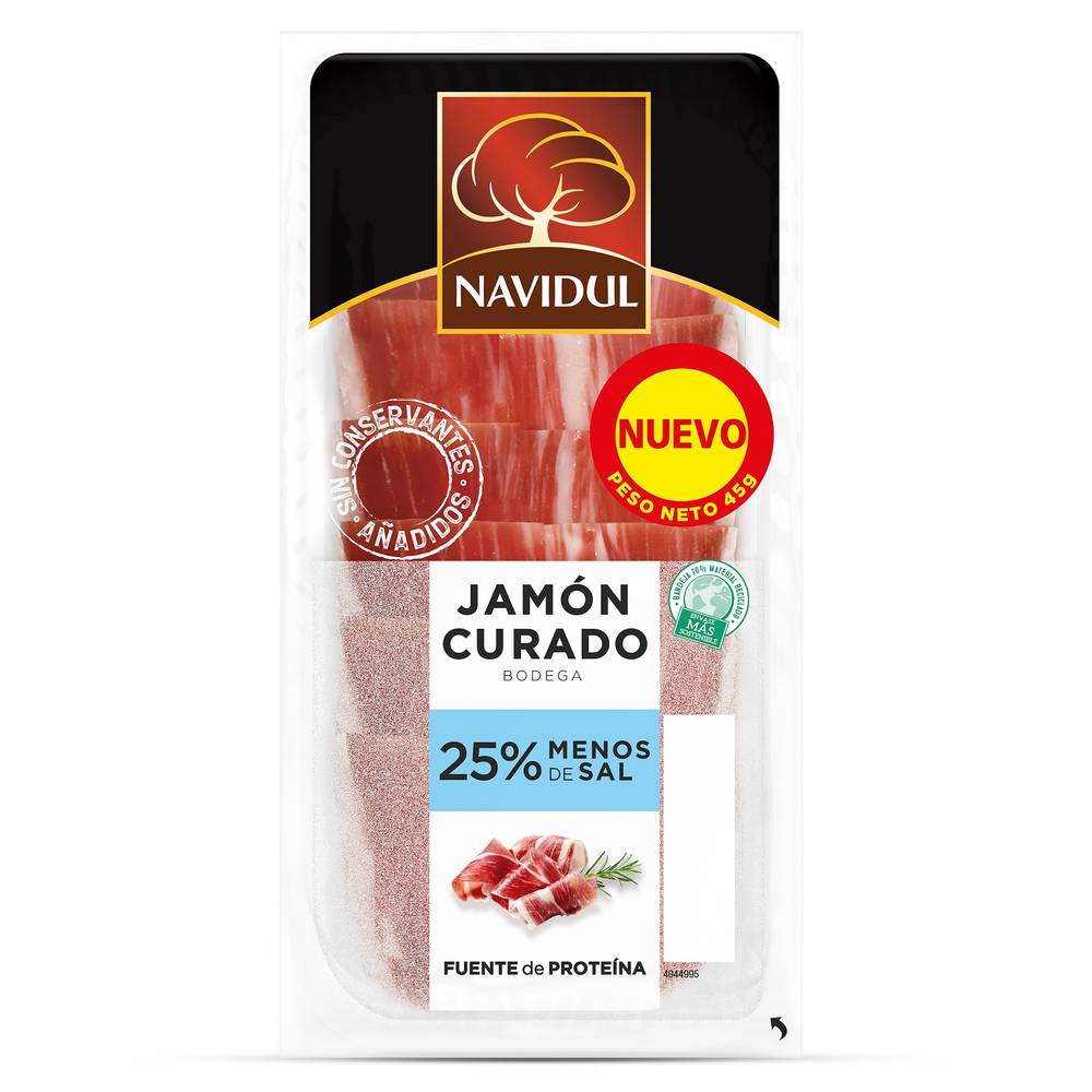 Jamón Curado Bajo En Sal Navidul Sobre 45 G