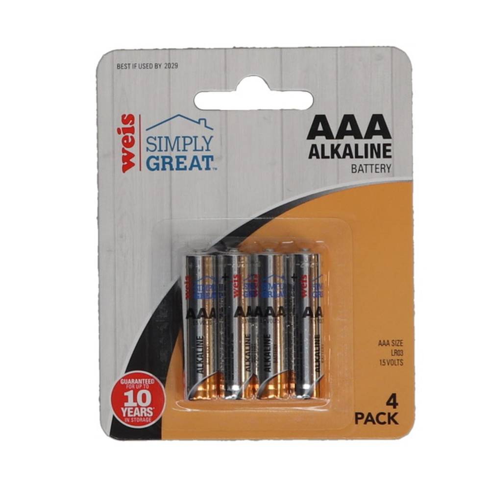 Weis Simply Great Batteries Alkaline Aaa (4 ct)