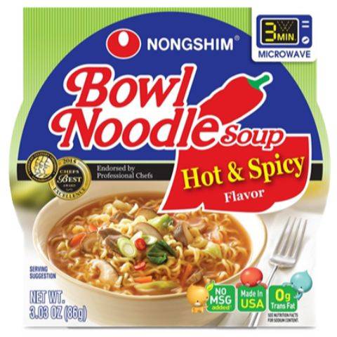 NongShim Bowl Noodle Soup, Hot & Spicy 3.03oz