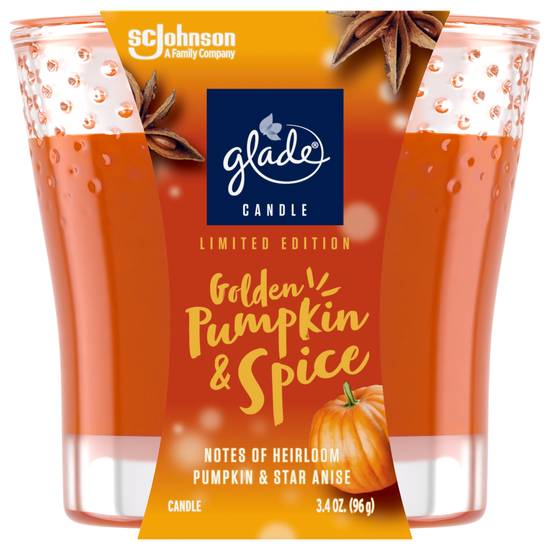 Glade Wick Scented Candle Golden Pumpkin & Spice Fragrance Infused With Essential Oils