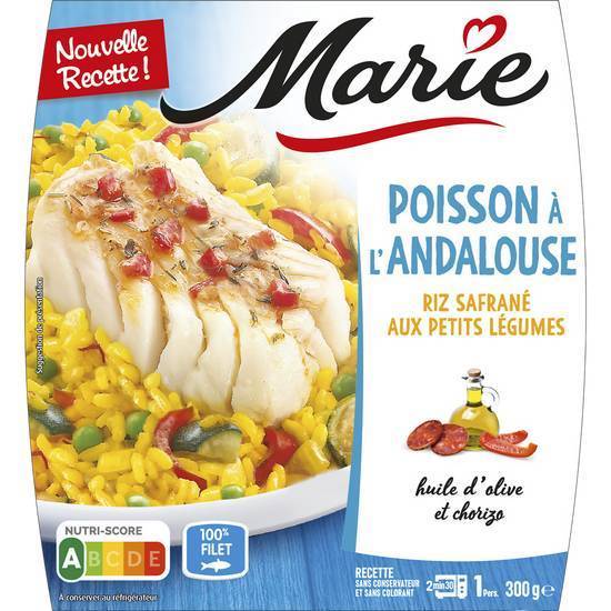 Marie - Poisson à l'andalouse au riz safrané et aux petits légumes (300g)