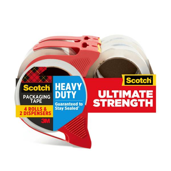 Scotch Heavy-Duty Shipping Packing Tape With Dispenser, 1 7/8" X 54.6 Yd., pack Of 4