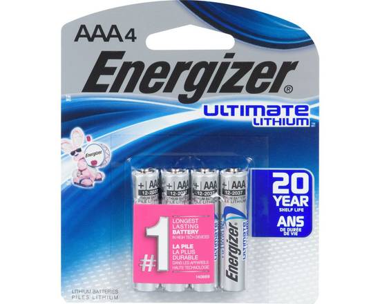 Energizer · Ultimate AAA piles lithium (4 unités) - Ultimate Lithium AAA Batteries, 4 Pack (1 ea)