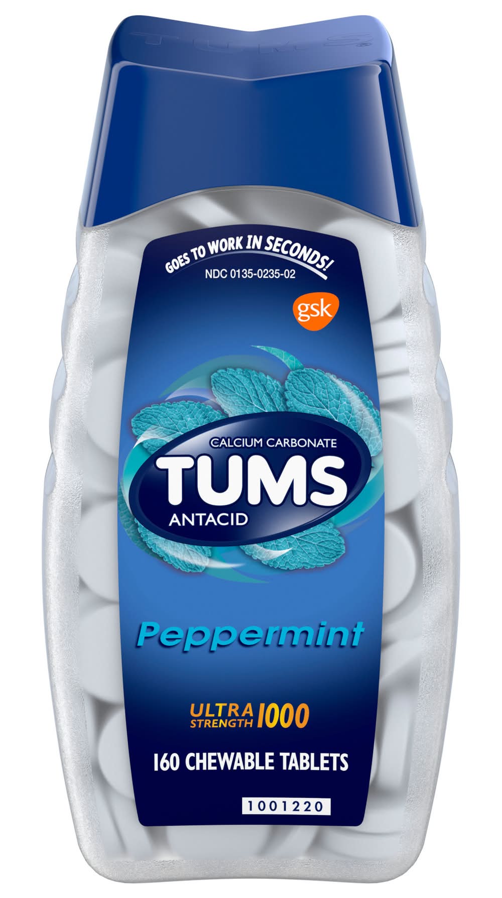 Tums Chewable Antacid Tablets For Heartburn Relief Peppermint (160 ct)