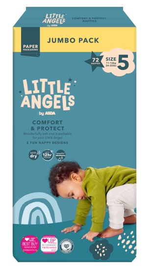 ASDA 5, Little Angels Comfort & Protect Jumbo pack Nappies (72 pack)