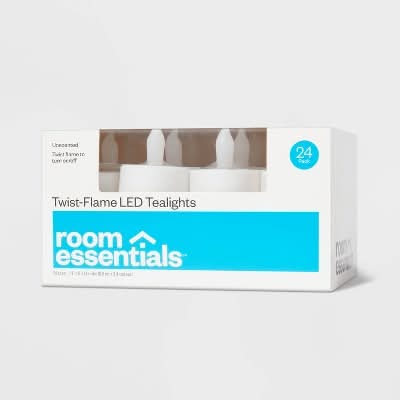 Room Essentials Twist-Flame Led Tealight Candles, 3.8x3.4 cm, Cream (24 ct)
