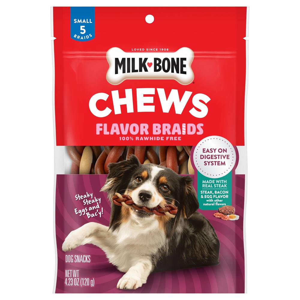 Milk-Bone Steaky Eggs & Bacy Flavor Braids,Dog Chews (4.3 oz)