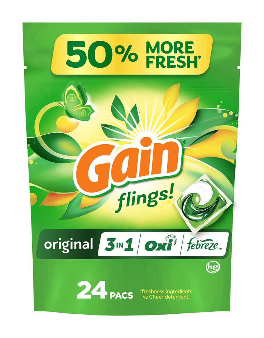 Gain Flings Laundry Detergent Pacs Original Scent 24 Ct