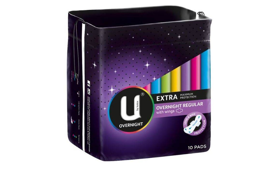 U by Kotex Overnight Wing Pads 10 Pack