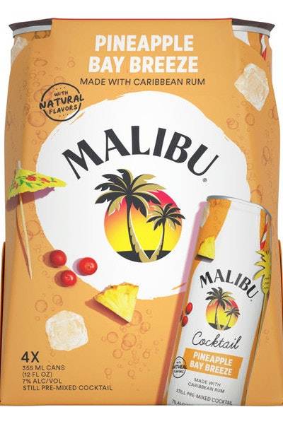 Malibu Pineapple Bay Breeze Ready To Drink Caribbean Rum (4 ct, 12 fl oz)