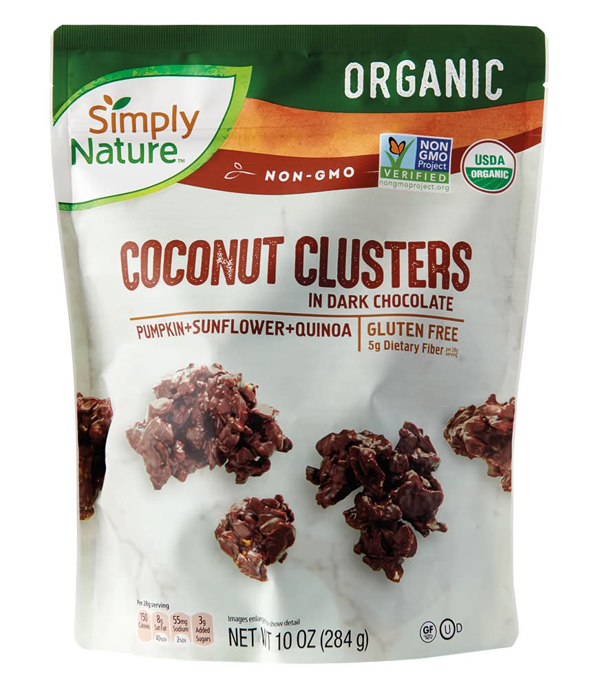 Simply Nature Dark Chocolate Clusters, Coconut (10 oz)