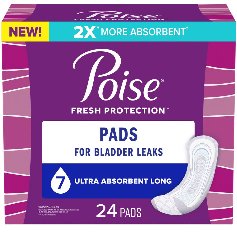 Poise Incontinence Pads & Postpartum Incontinence Pads 7 Drop Ultra Absorbency, L