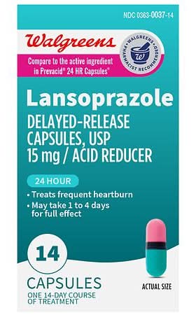 Walgreens Lansoprazole Delayed-Release 15 mg Capsules (14 ct)