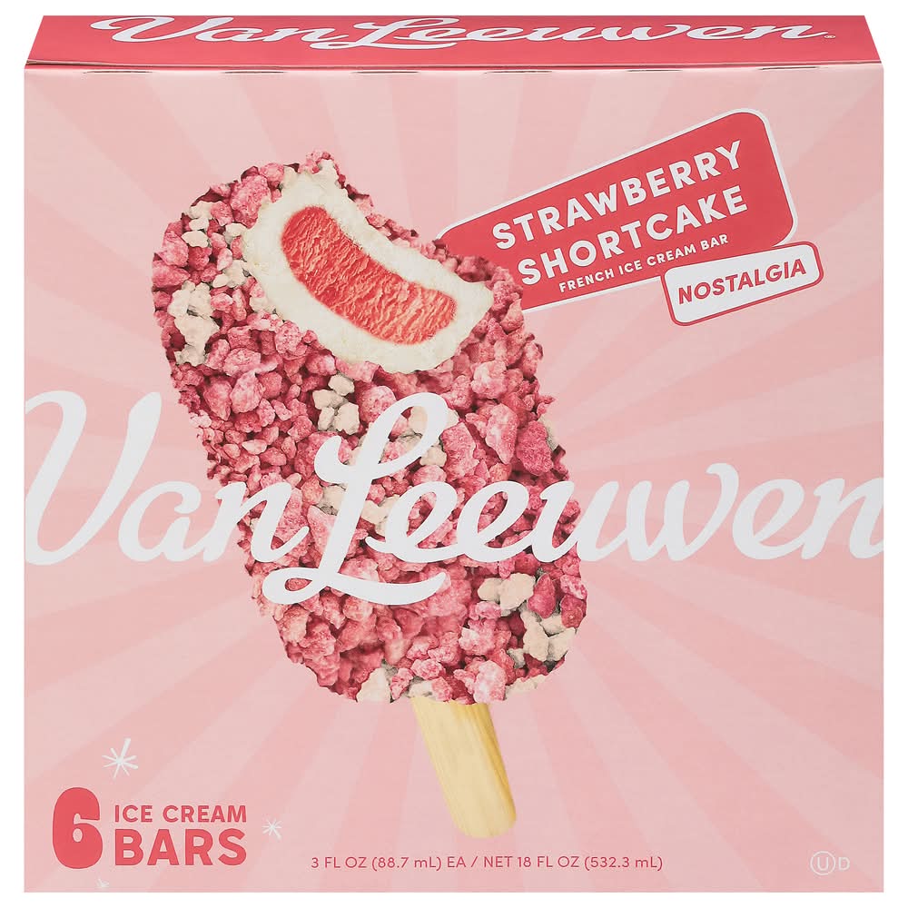 Van Leeuwen French Ice Cream Bars, Strawberry Shortcake (18 fl oz, 6 ct)